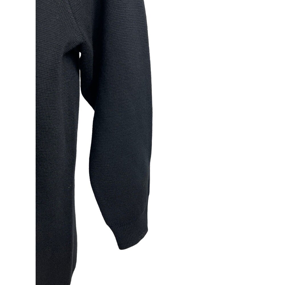 J. Crew Black 100% Merino Wool Pullover Stretch Qtr Sleeve Front Pocket Top L - Picture 3 of 9
